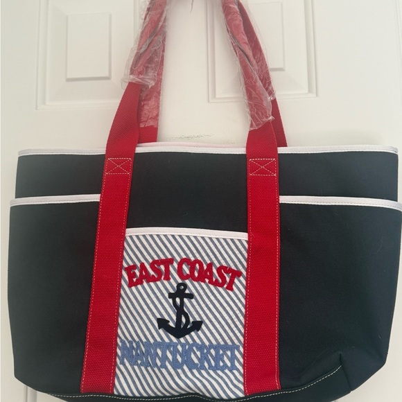 NWT Talbot’s East Coast Nantucket Tote Bag with Red Straps - Picture 2 of 5
